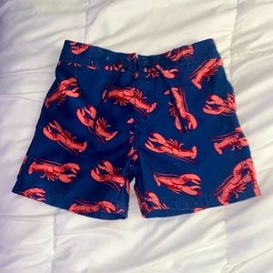 Gymboree Toddler Boys Swim Trunks - Size 3T - Red Lobster / Navy Blue